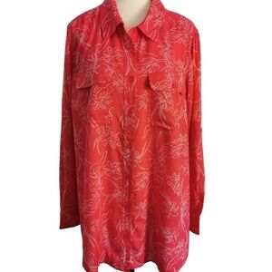 NWT Woman Within Blouse in Red/White Tropical Print - Sz 18-20 Open To Offers